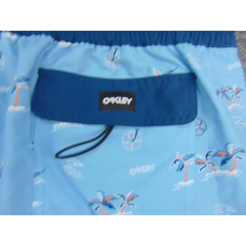 Oakley Tropics B1B Beach Short Mens 2XL Blue Palm Tree‎ Tropical Beachwear Surf